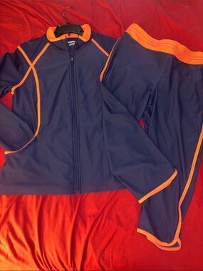 Xersion Navy Jacket with Bright Orange Collar